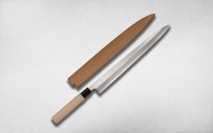 Нож кухонный Янагиба для суши и сашими 33 см с деревянным чехлом Masahiro