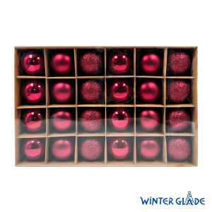 Набор ёлочных шаров Winter Glade, пластик, 6 см, 24 шт, красный микс