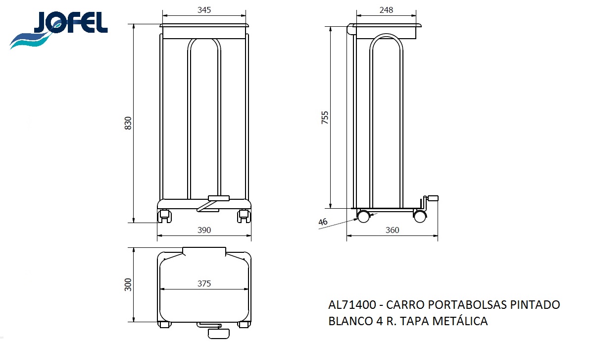 Тележка для мусорных мешков Jofel AL71400 80 л