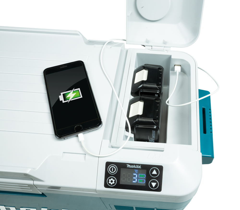 Холодильник аккумуляторный с функцией подогрева DCW180Z 18 В, DС - 12В, AC - 220В, 20 л, без акб и ЗУ