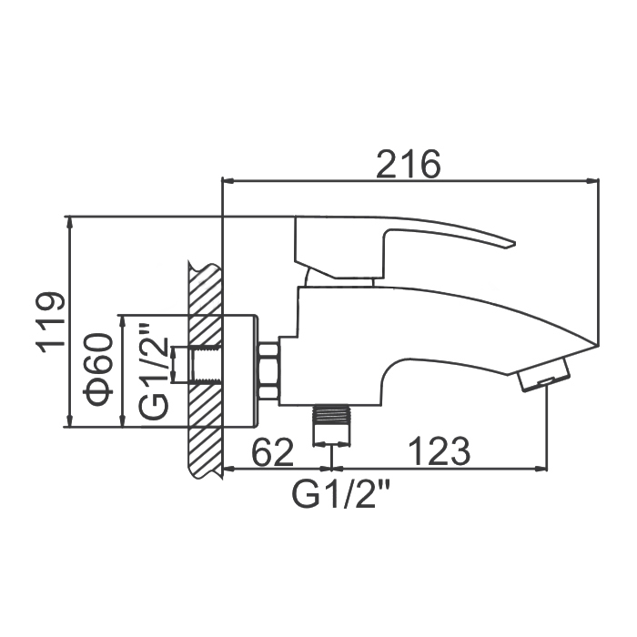 СМЕСИТЕЛЬ ДЛЯ ВАННЫ LEDEME L3243, КОРОТКИЙ ИЗЛИВ