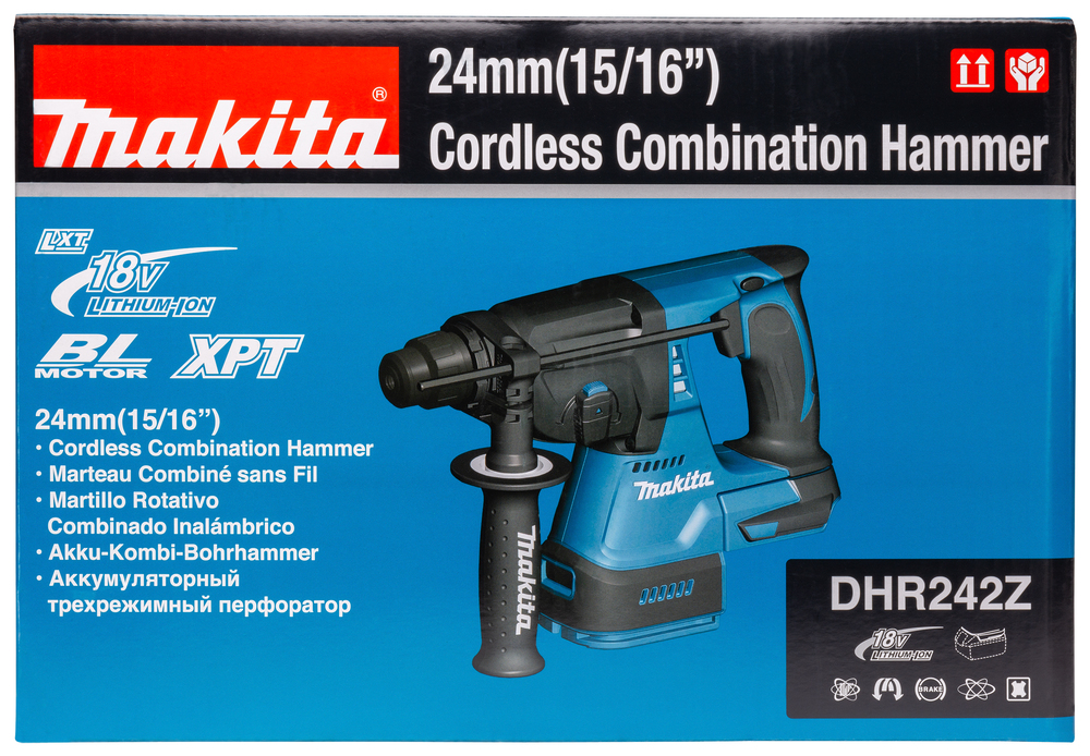 Перфоратор аккумуляторный Makita DHR242Z LXT 18В, 24 мм, 2,0 Дж, SDS-PLUS, без акб и ЗУ