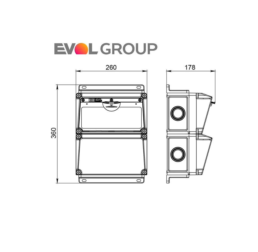 Навесной щит с розетками 220В + 380В EVOL BlockBox 0104-002-1