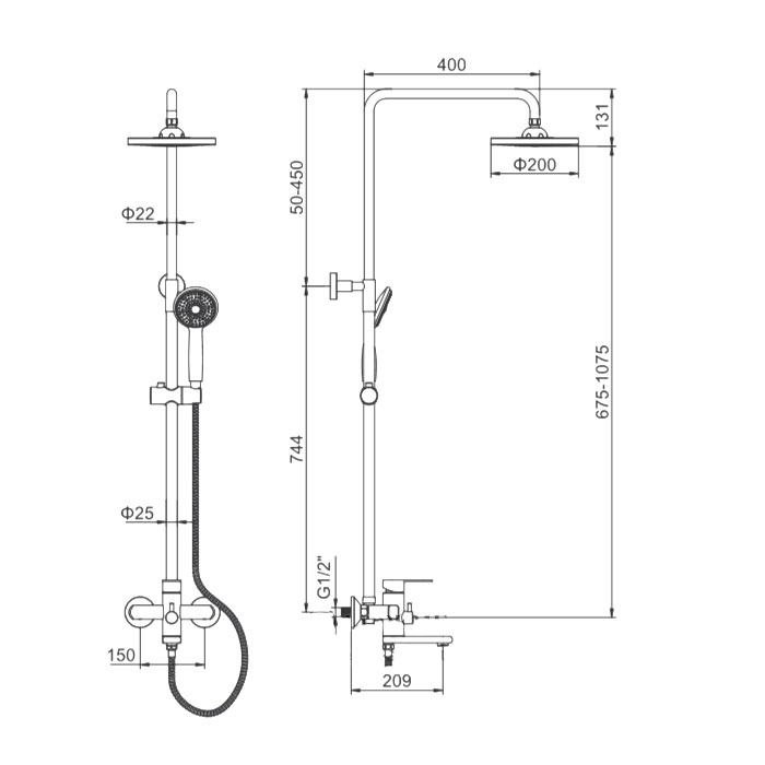 СМЕСИТЕЛЬ LEDEME L2402 С ТРОПИЧЕСКИМ ДУШЕМ
