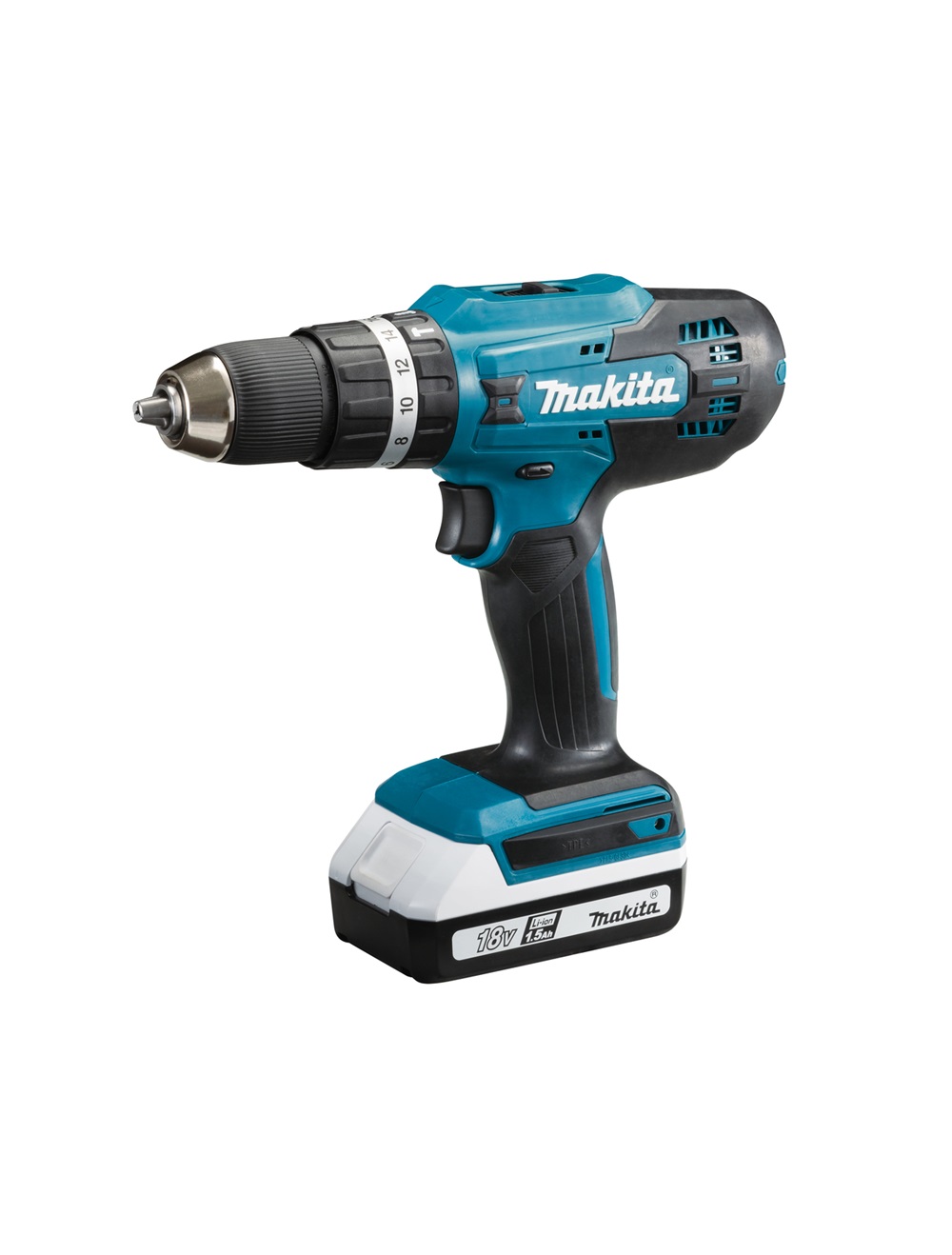 Ударная дрель-шуруповерт аккумуляторная Makita HP488DWAE G-серия 18В, 2х2.0 Ач, 42 Нм, 1400 об/мин