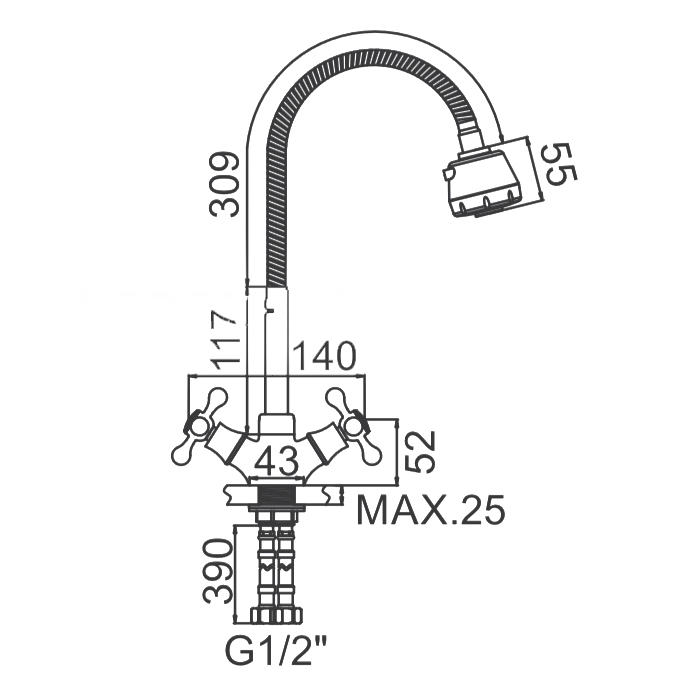 СМЕСИТЕЛЬ ДЛЯ КУХНИ LEDEME L4319-3
