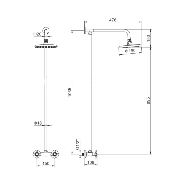 ДУШЕВАЯ СТОЙКА СО СМЕСИТЕЛЕМ LEDEME L2408 С ТРОПИЧЕСКИМ ДУШЕМ