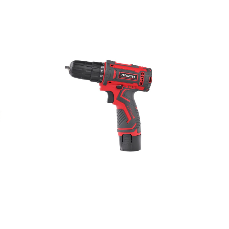 Дрель-шуруповерт аккумуляторная ПОБЕДА ДА-12П/1 Ли, 1 АКБ, 12 В, 2,0 Ач, 22 Нм