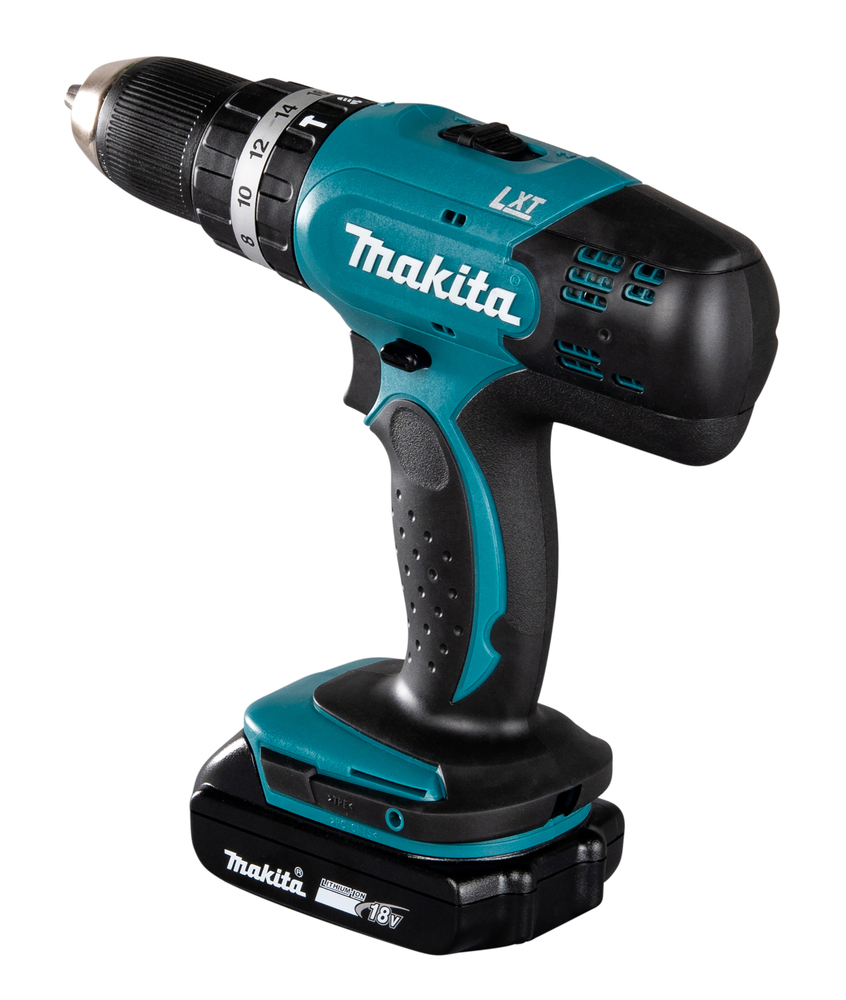 Ударная дрель-шуруповерт аккумуляторная Makita DHP453SYE LXT 18В, 2х1.5 Ач, 42 Нм, 1300 об/мин