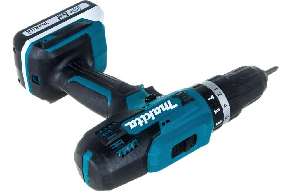 Ударная дрель-шуруповерт аккумуляторная Makita HP488DWE G-серия 18В, 2х1.5 Ач, 42 Нм, 1400 об/мин