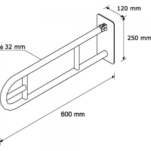 Поручень для инвалидов откидной с держателем т/б MERIDA TPC10 полированный 600 мм.