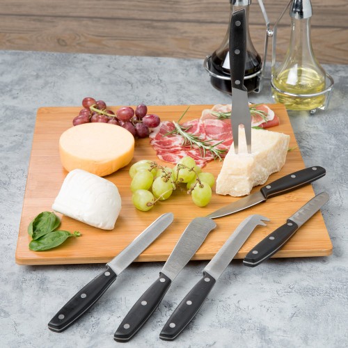 Набор из 6 ножей для сыра, черная рукоять ПОМ