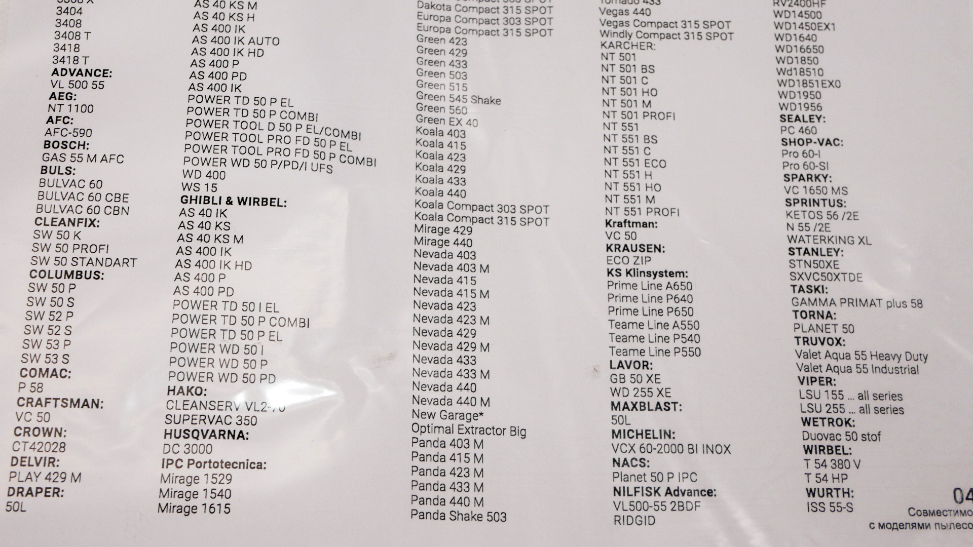 Фильтр-мешки сменные синтетические 047 для Shop-Vac 60л.