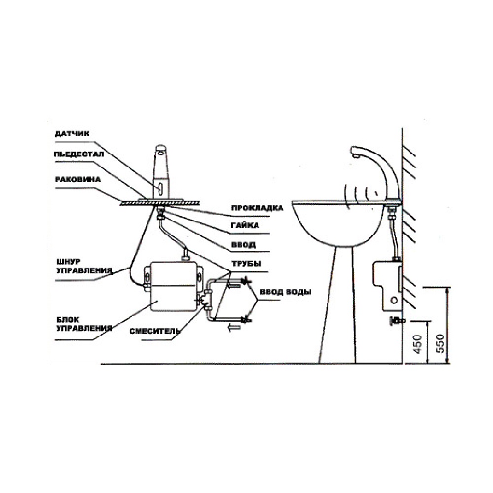 Смеситель автоматический сенсорный Ksitex M-3899 электронный