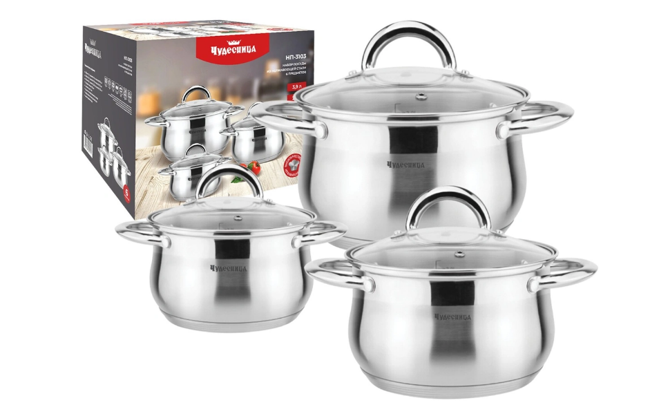 Набор посуды из нержавеющей стали ЧУДЕСНИЦА НП-3103