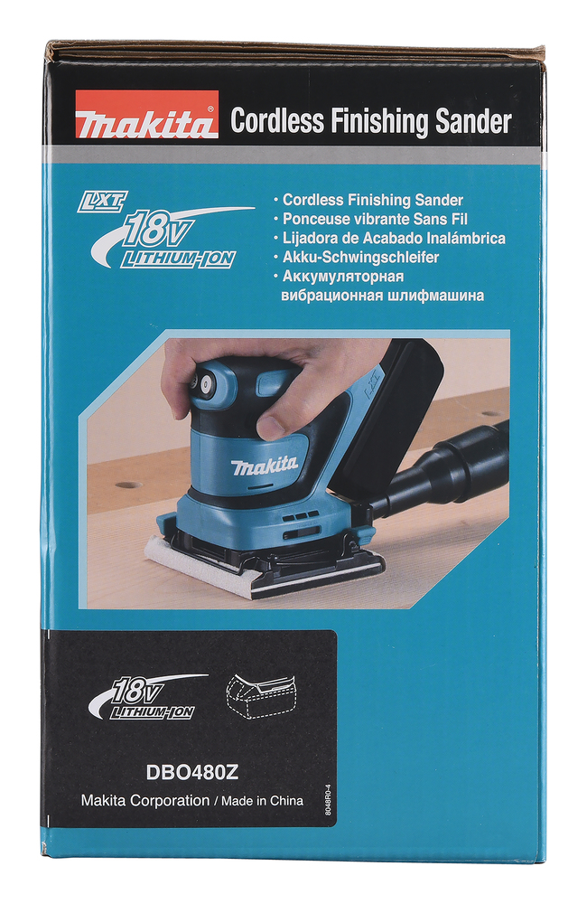 Вибрационная шлифмашина аккумуляторная Makita DBO480Z LXT 18В, 14000 об/мин, без акб и ЗУ