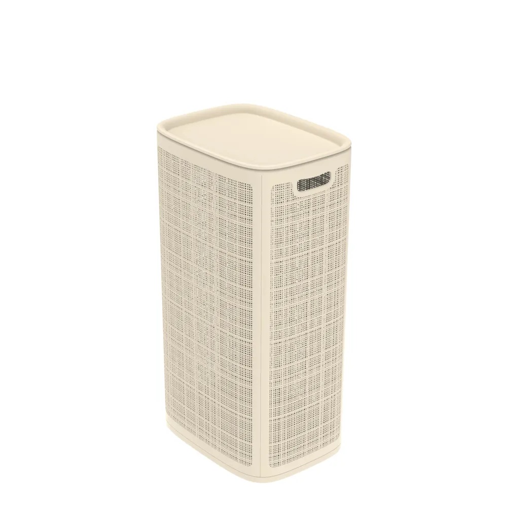 Плетёная корзина для белья сборная «Лён» 100 л (43х32.1х80 см) слоновая кость