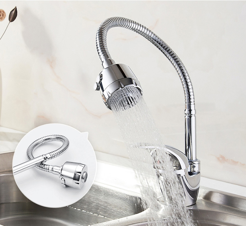 СМЕСИТЕЛЬ ДЛЯ КУХНИ LEDEME L4302-B ГИБКИЙ ИЗЛИВ