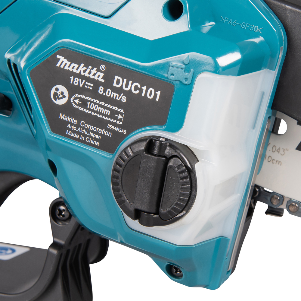 Пила цепная аккумуляторная Makita DUC101Z LXT BL 18В, 320 Вт, 4"/10 см, 0,325", 1,1 мм, 8 м/с, XPT, без акб и ЗУ