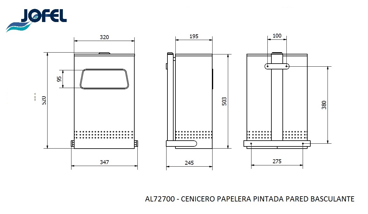 Урна-пепельница поворотная Jofel AL72700 графит, 40л