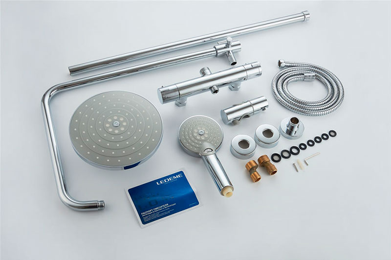 ДУШЕВАЯ СТОЙКА СО СМЕСИТЕЛЕМ LEDEME L2411, ТЕРМОСТАТ С ТРОПИЧЕСКИМ ДУШЕМ