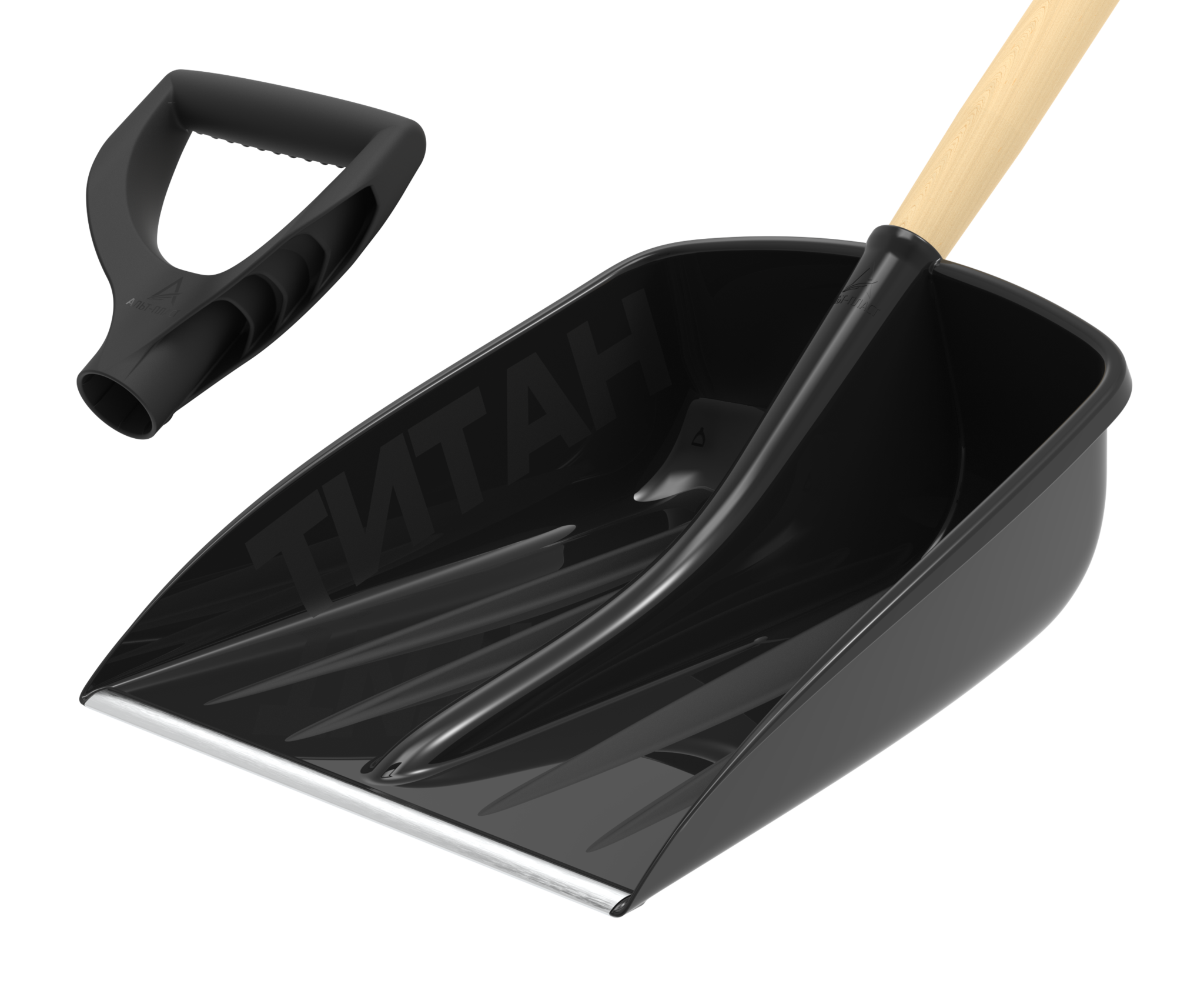 Лопата снеговая с металлической планкой и пластмассовой ручкой «Титан» 470×360мм