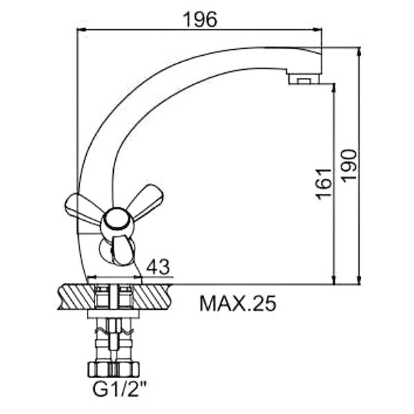 СМЕСИТЕЛЬ ДЛЯ КУХНИ LEDEME L4408 ЛИТОЙ ИЗЛИВ