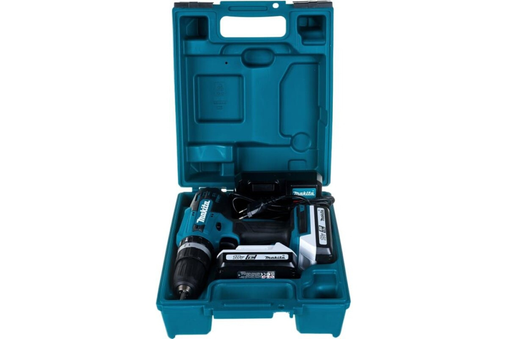 Ударная дрель-шуруповерт аккумуляторная Makita HP488DWE G-серия 18В, 2х1.5 Ач, 42 Нм, 1400 об/мин
