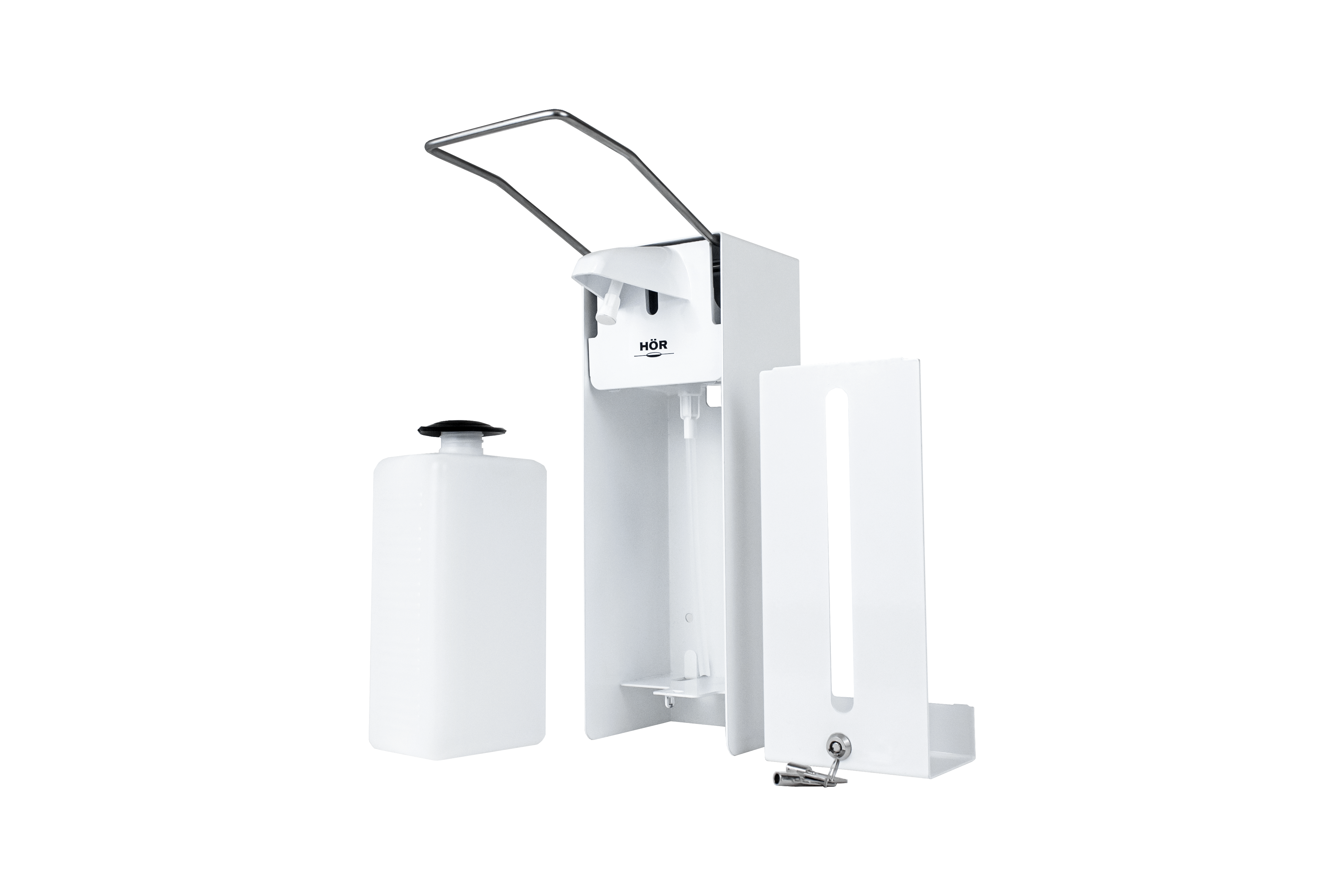 Локтевой дозатор металлический антивандальный HÖR-D-030A (с замком)