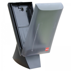 Диспенсер MERIDA Fato для бумажных салфеток, черный, пластик, на стол, большая панель с подставкой GJC004