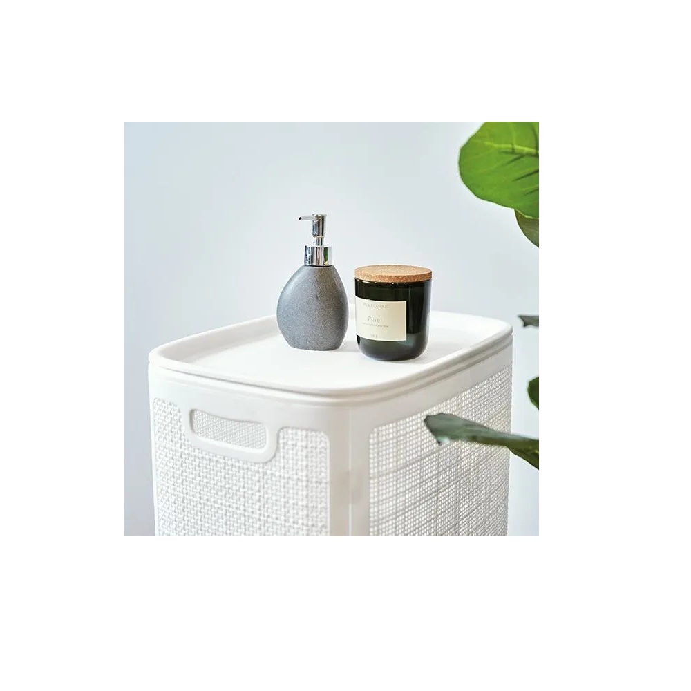 Плетёная корзина для белья сборная «Лён» 100 л (43х32.1х80 см) белый