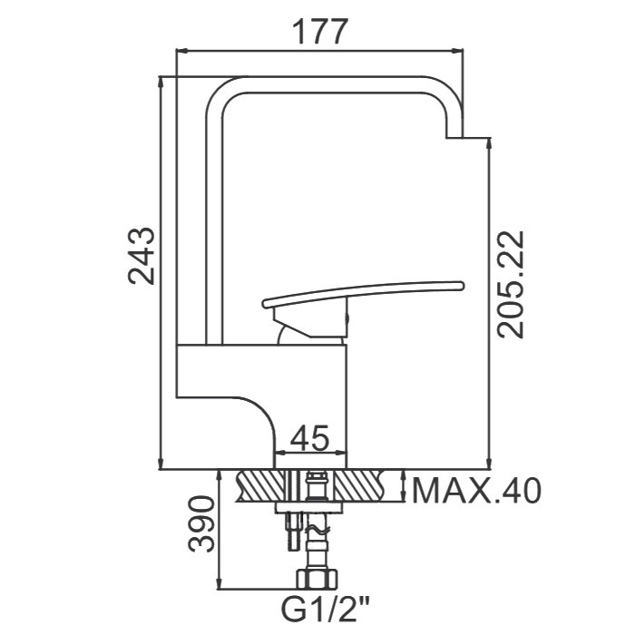 СМЕСИТЕЛЬ ДЛЯ КУХНИ LEDEME L4070, ЛИТОЙ ИЗЛИВ
