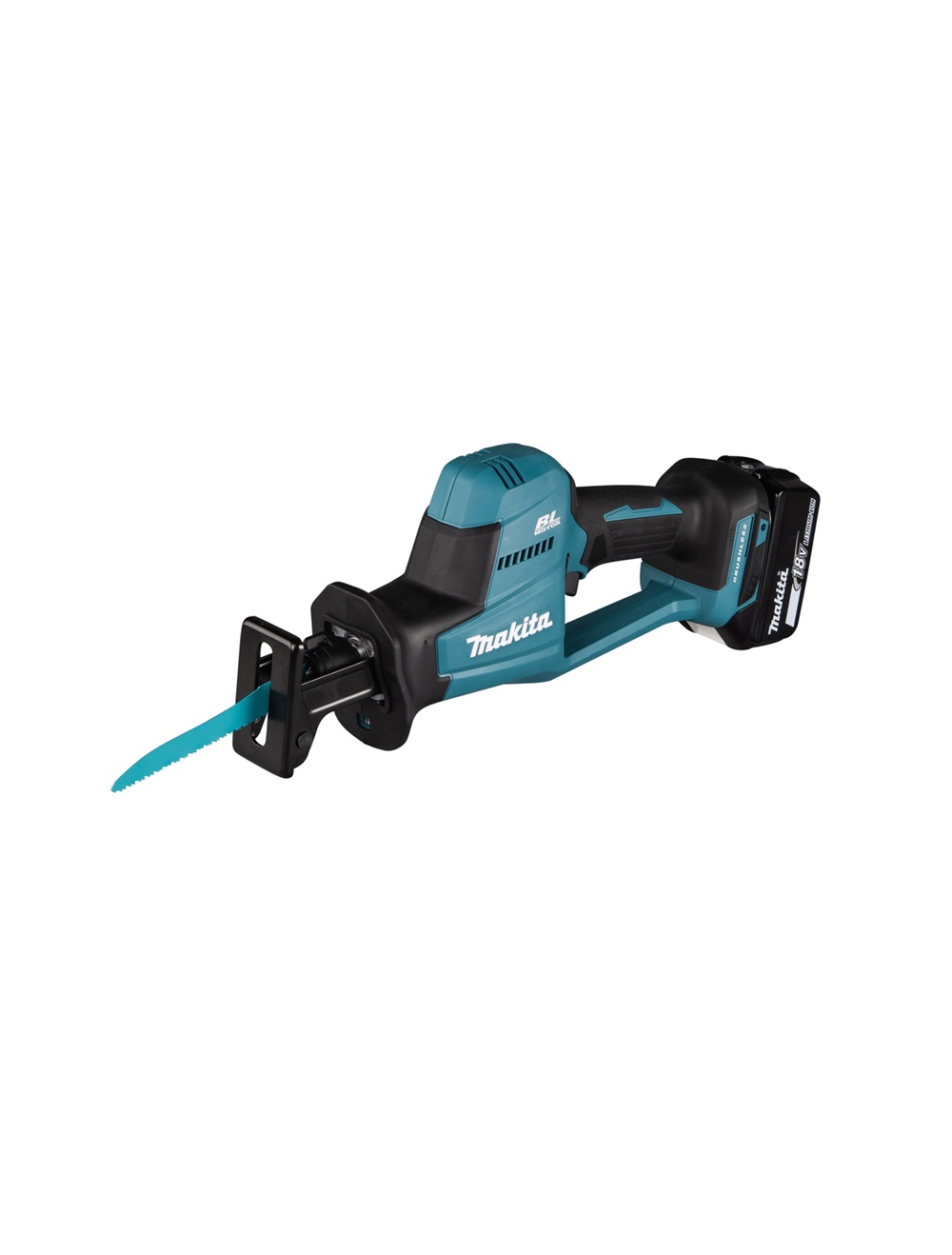 Пила сабельная аккумуляторная Makita DJR189Z LXT BL 18В, ход 22мм, рез 255мм, XPT, электрический тормоз, регулировка оборотов, поддержание оборотов под нагрузкой, бесключевая смена полотна, подсветка, без акб и ЗУ