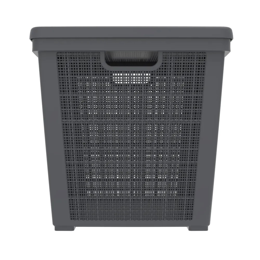 Плетёная корзина для хранения с крышкой «Лён» 65 л (568х400х391 мм) графит