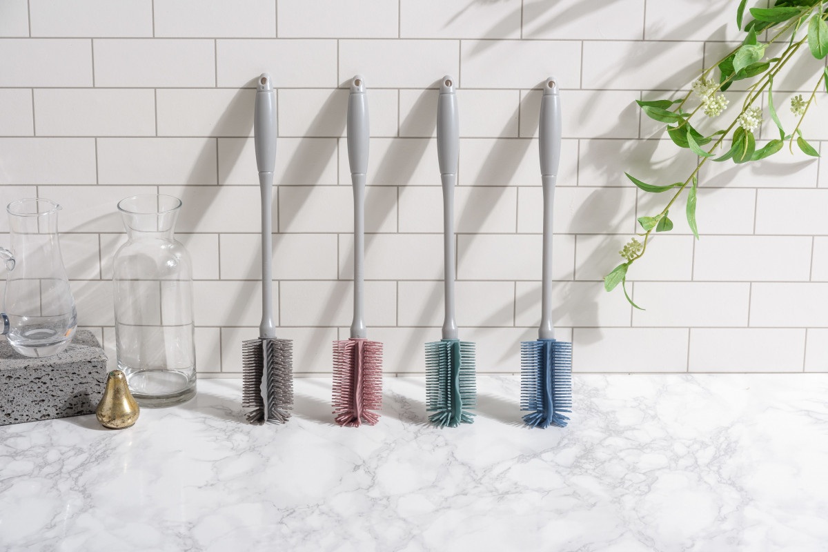 Силиконовая щетка для мытья бутылок широкая KF Pastel