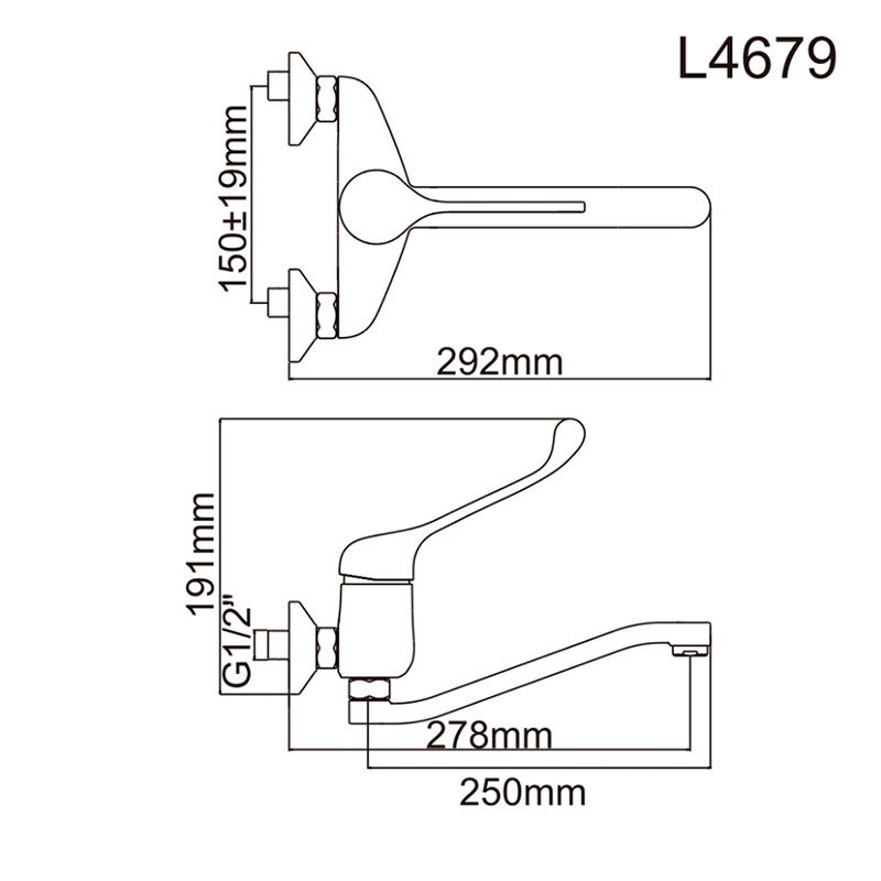 СМЕСИТЕЛЬ ДЛЯ МОЙКИ LEDEME L4679 ХИРУРГИЧЕСКИЙ НАСТЕННЫЙ