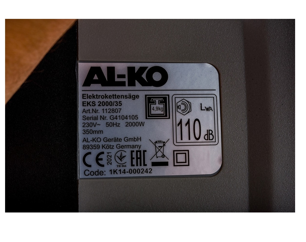 Цепная пила электрическая AL-KO Easy EKS 2000/35