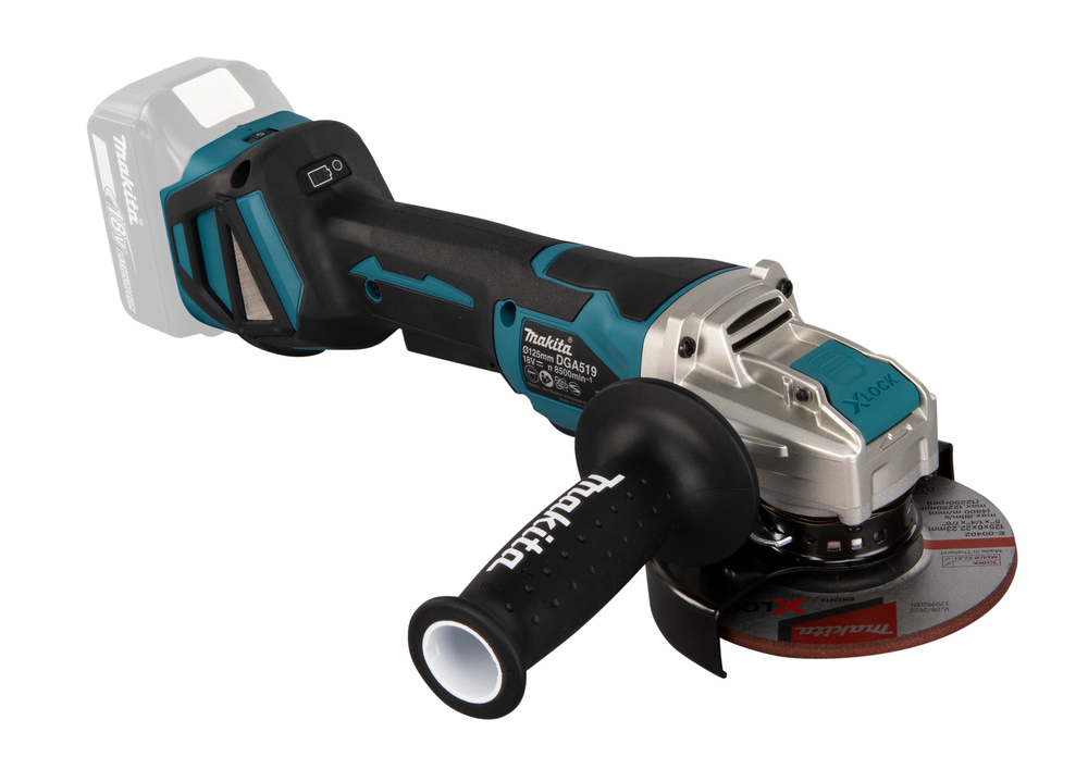 Угловая шлифмашина аккумуляторная с системой крепления диска X-Lock Makita DGA519Z LXT 18В, 125 мм, 3000 - 8500 об/мин, без акб и ЗУ