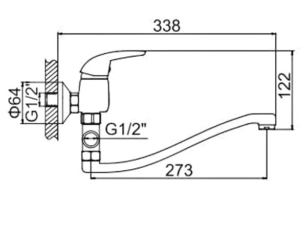 СМЕСИТЕЛЬ ДЛЯ ВАННЫ И ДУША LEDEME L2138-B, ДЛИННЫЙ ИЗЛИВ L30S
