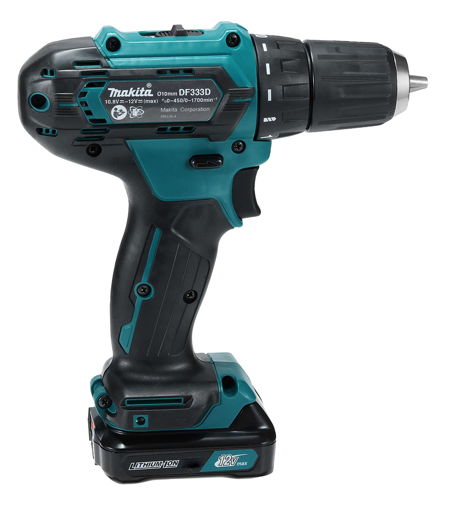 Дрель-шуруповерт аккумуляторная Makita DF333DYX14 CXT 12В, 2х1.5 Ач Li-ion, 30 Нм, 1700 об/мин, набор бит D-31083
