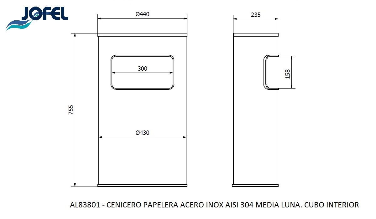 Урна-пепельница Jofel AL83801 50л