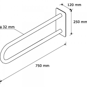 Поручень для инвалидов дуговой MERIDA TPC07 полированный 750 мм.