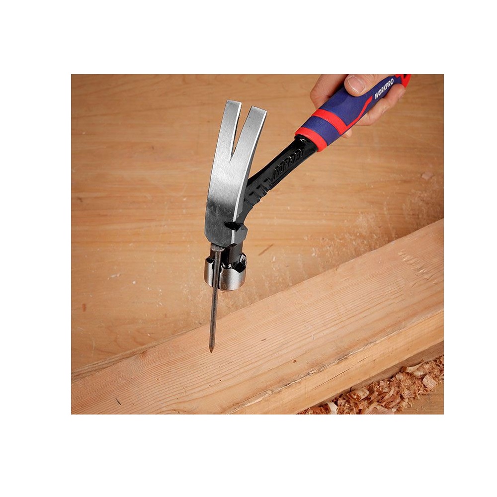 Молоток с металлической обрезиненной рукояткой 450г WORKPRO