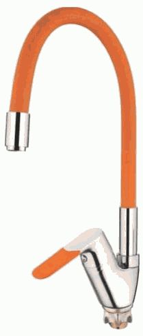 СМЕСИТЕЛЬ ДЛЯ КУХНИ LEDEME L4153-7, ГИБКИЙ ИЗЛИВ БОКОВОЙ, ОРАНЖЕВЫЙ