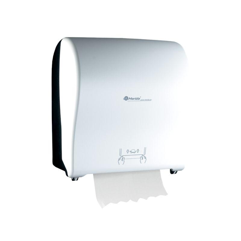 Автоматический диспенсер полотенец в рулонах "MERIDA SOLID CUT" MAXI черно-белый, глянец CJB305