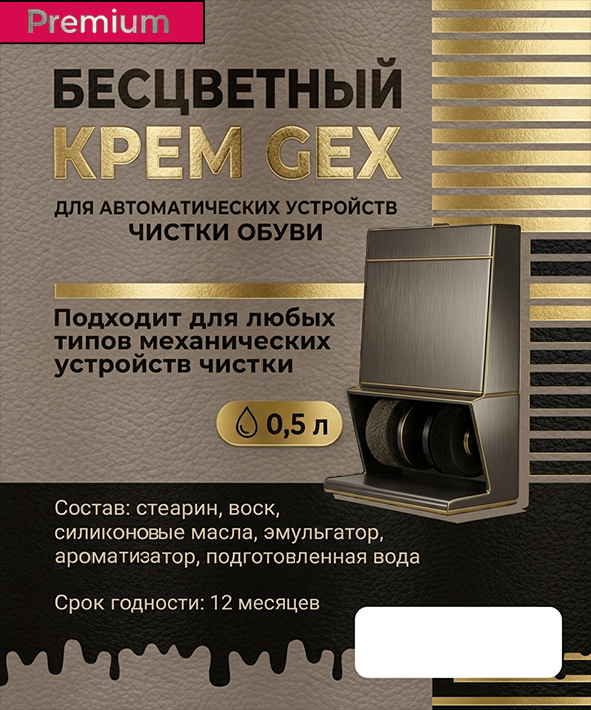 Крем бесцветный для автоматических устройств чистки обуви 0,5 л. PREMIUM