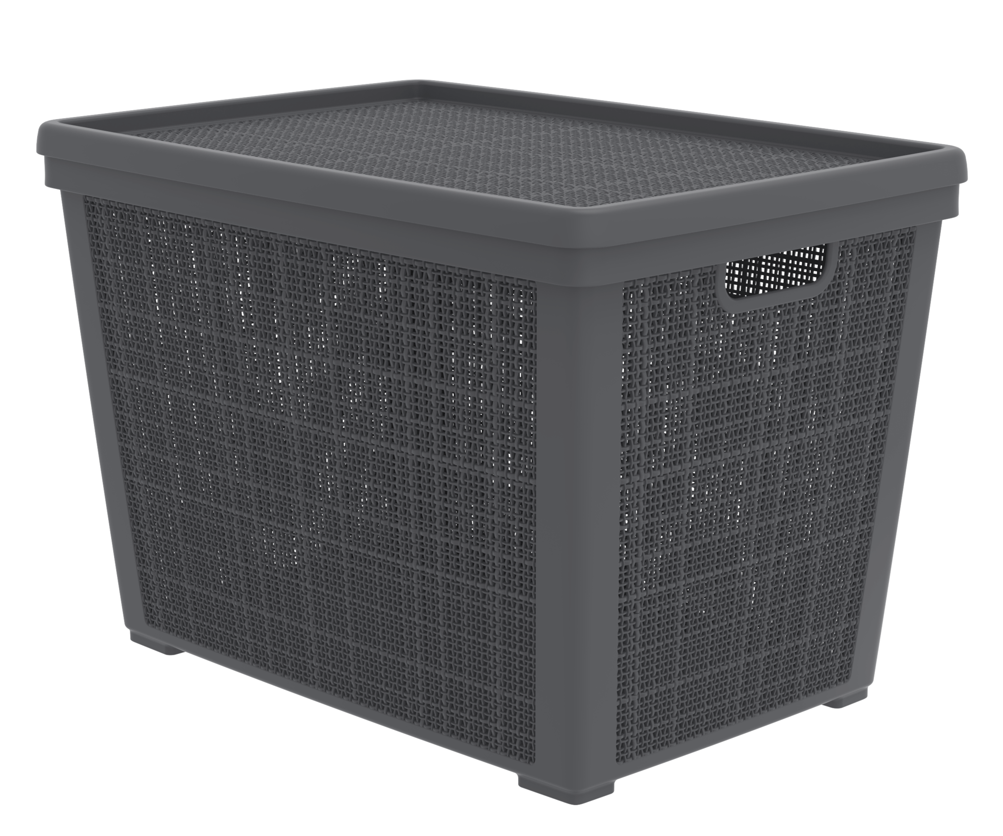 Плетёная корзина для хранения с крышкой «Лён» 65 л (568х400х391 мм) графит