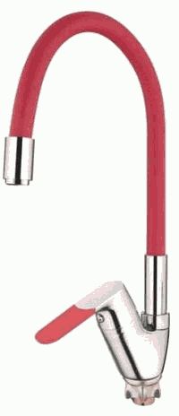 СМЕСИТЕЛЬ ДЛЯ КУХНИ LEDEME L4153-1, ГИБКИЙ ИЗЛИВ БОКОВОЙ, КРАСНЫЙ