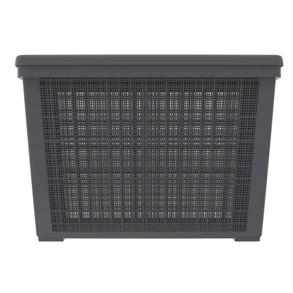 Плетёная корзина для хранения с крышкой «Лён» 65 л (568х400х391 мм) графит