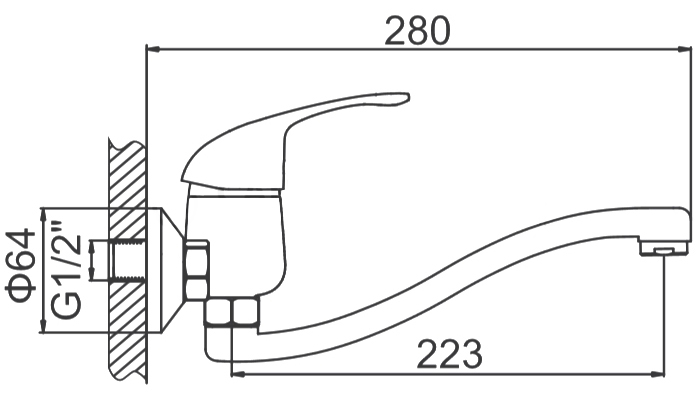 СМЕСИТЕЛЬ LEDEME L4629-В НАСТЕННЫЙ